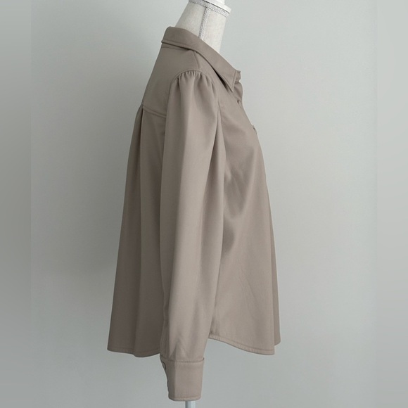 Tahari Button Down Faux Leather Jacket - Picture 3 of 10